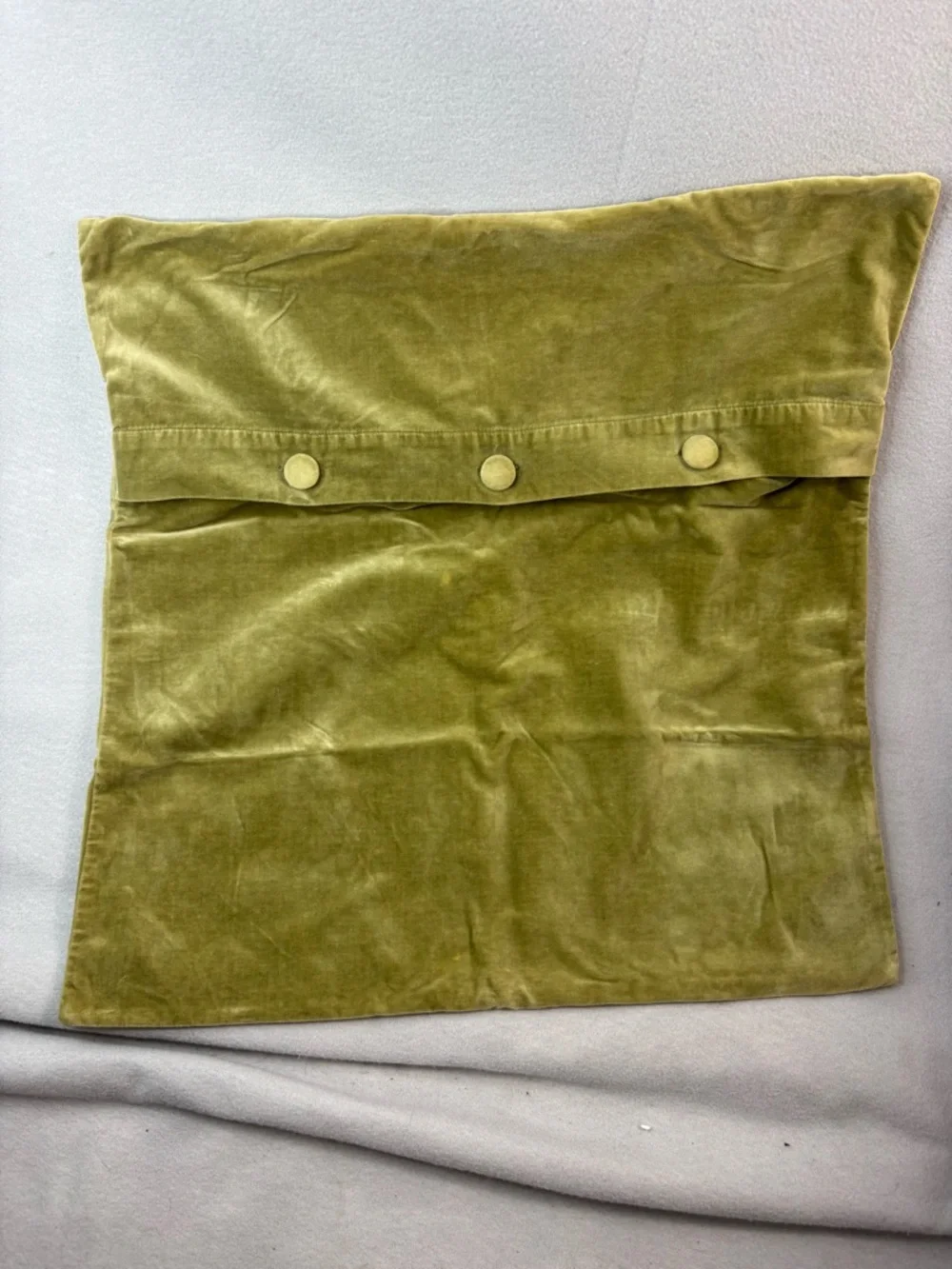 Pottery Barn Olive Green Velvet Button-Back Accent Square Pillow Cover 21x21